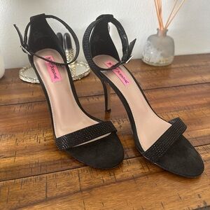 Betsey Johnson Black Heels with Ankle Strap